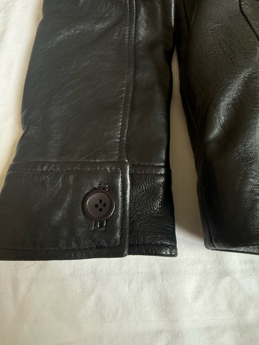 Black Leather Military Field Jacket - Picture 12 of 16